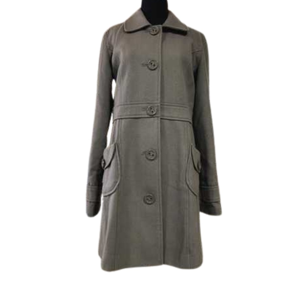 Tulle Anthropologie Wool Blend Coat Gray | Size M | Mod Pocket Detail